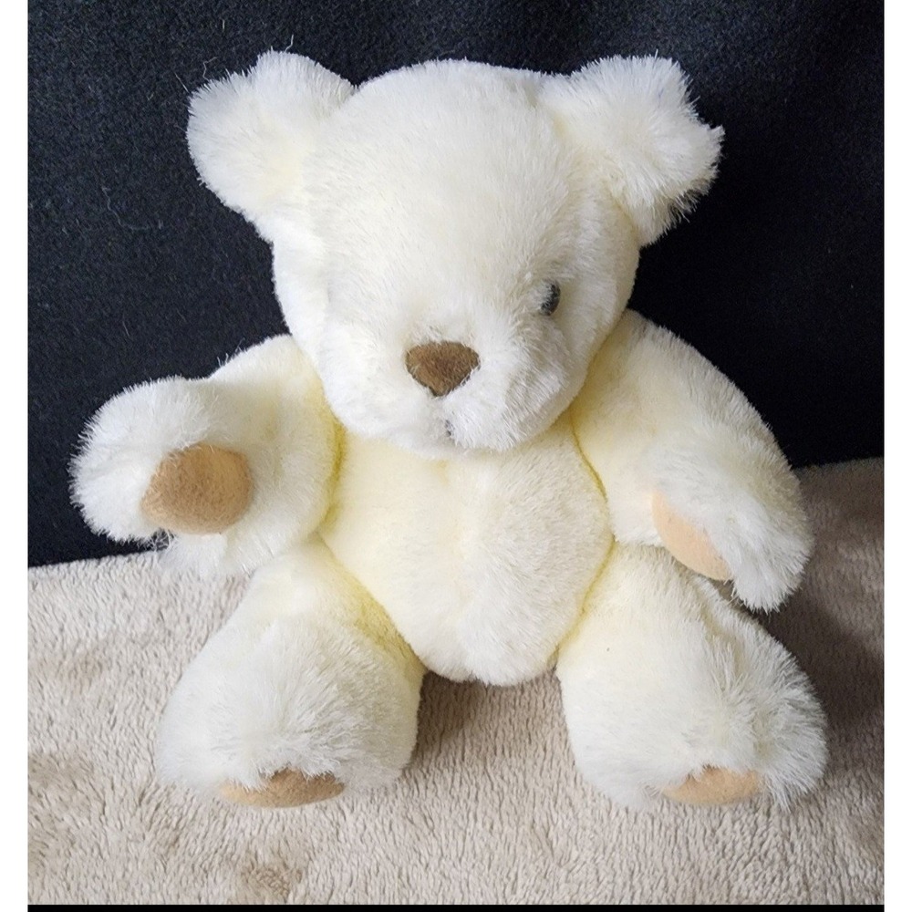 Vintage 1988 Rand International Teddy Bear Plush Cream Off-White Stuff Animal 8"